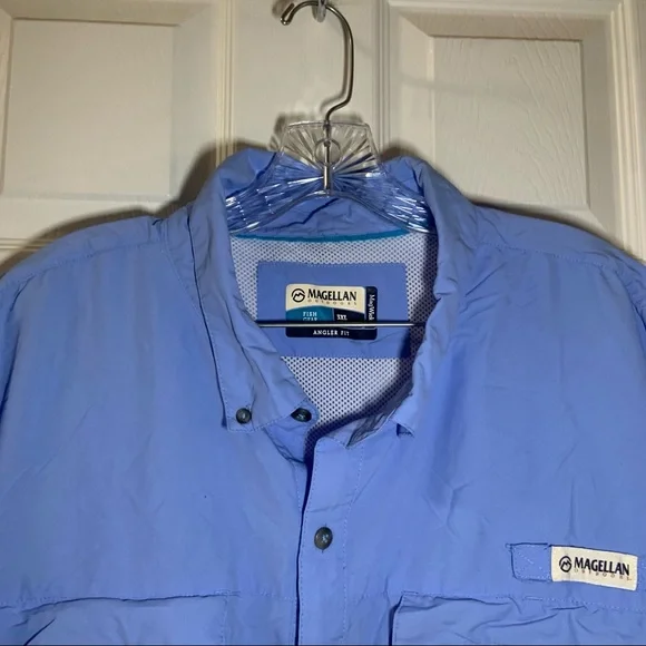 Magellan Blue Fish Gear Short Sleeve Angler Fit Button Up Shirt 3XL - Picture 3 of 8